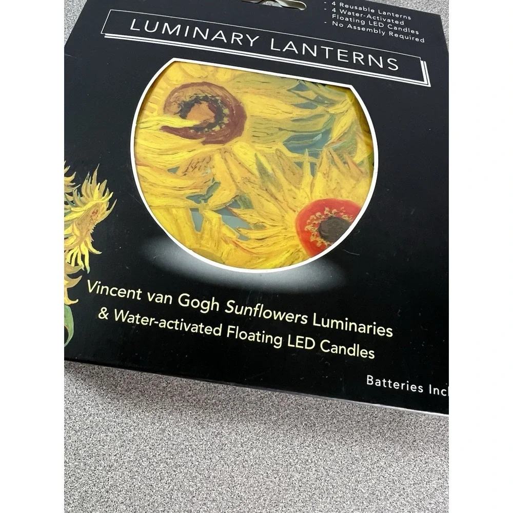 NEW Modgy Luminary Lanterns Vincent van Gogh Sunflowers Candle Lumina Set of 4